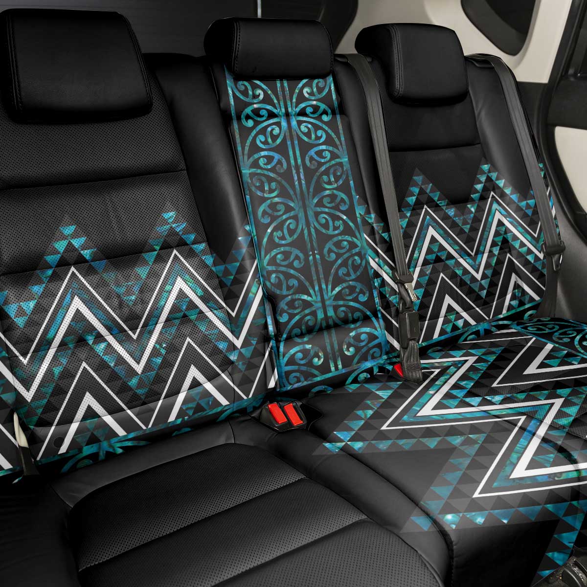 Paua Shell Aotearoa Mangopare Kowhaiwhai and Niho Taniwha Back Car Seat Cover Maori New Zealand LT14 - Polynesian Pride