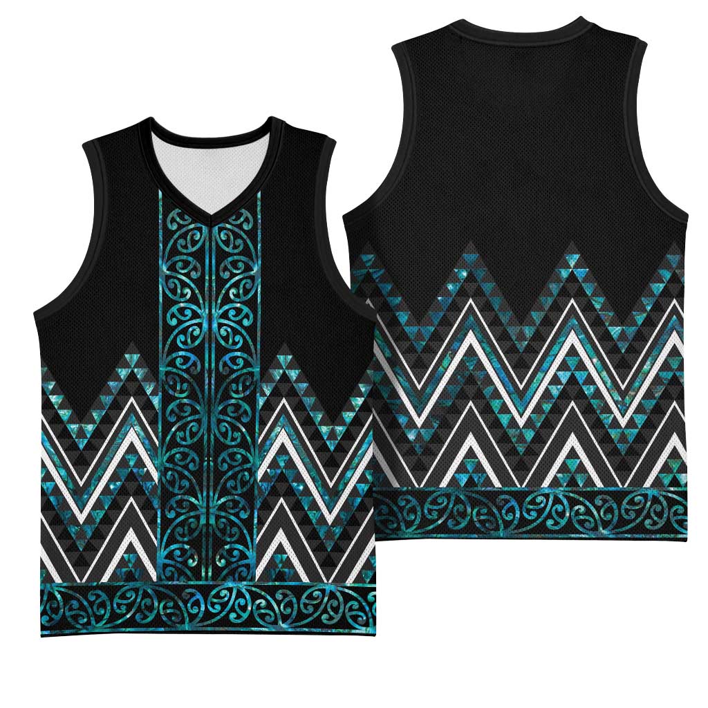 Paua Shell Aotearoa Mangopare Kowhaiwhai Niho Taniwha Basketball Jersey Maori New Zealand LT14 - Polynesian Pride