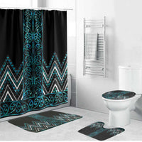 Paua Shell Aotearoa Mangopare Kowhaiwhai Niho Taniwha Bathroom Set Maori New Zealand LT14 Bathroom Set (4 pcs) Turquoise - Polynesian Pride