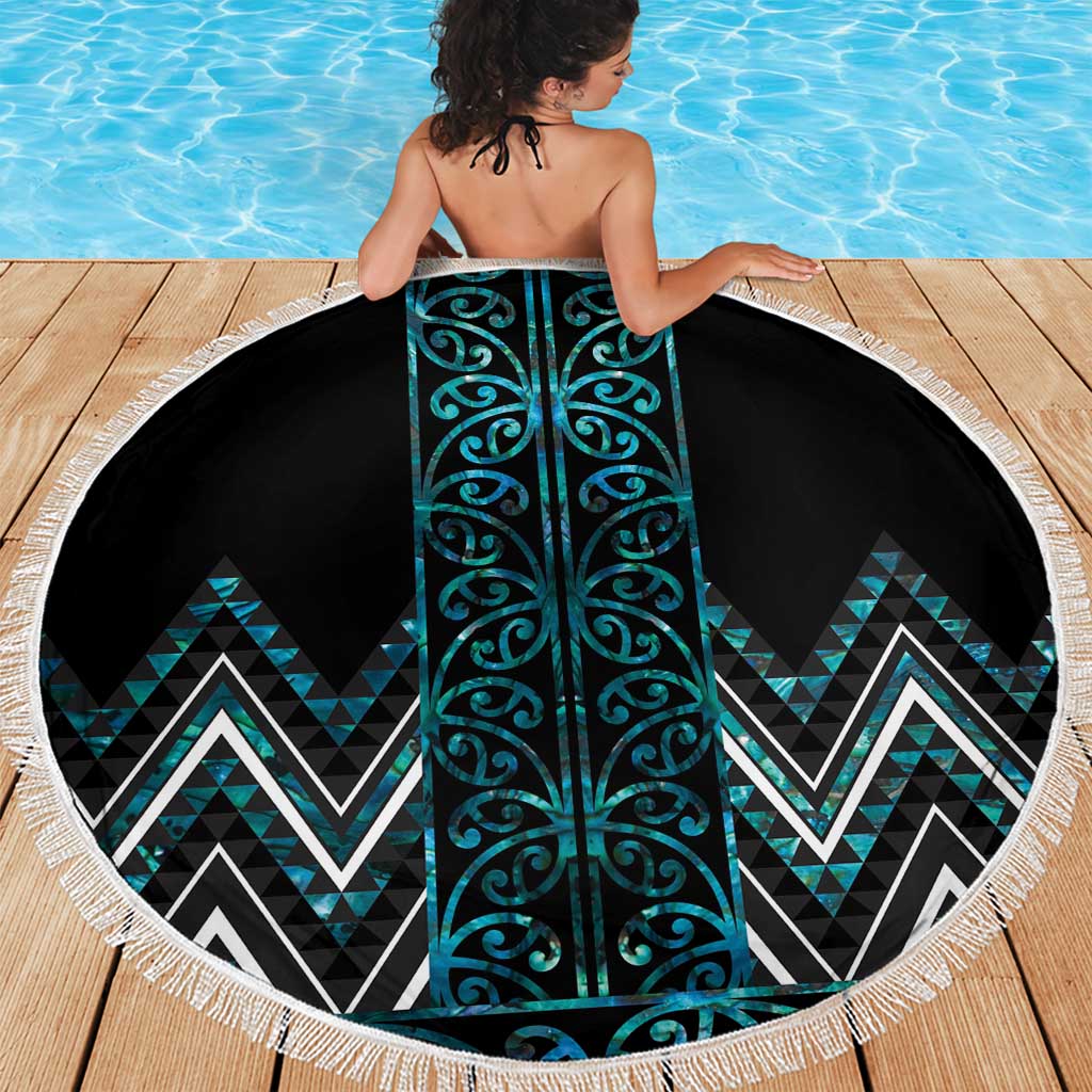 Paua Shell Aotearoa Mangopare Kowhaiwhai and Niho Taniwha Beach Blanket Maori New Zealand LT14 - Polynesian Pride