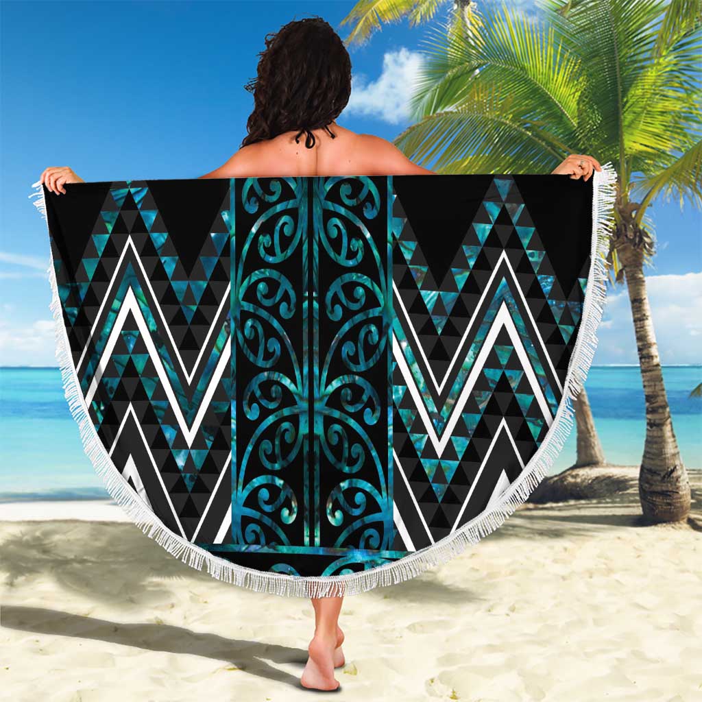Paua Shell Aotearoa Mangopare Kowhaiwhai and Niho Taniwha Beach Blanket Maori New Zealand LT14 - Polynesian Pride
