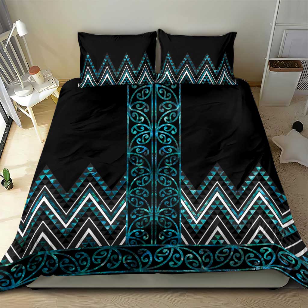 Paua Shell Aotearoa Mangopare Kowhaiwhai and Niho Taniwha Bedding Set Maori New Zealand