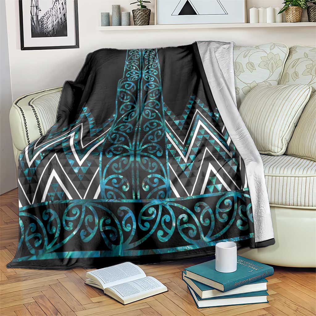 Paua Shell Aotearoa Mangopare Kowhaiwhai and Niho Taniwha Blanket Maori New Zealand LT14 Turquoise - Polynesian Pride