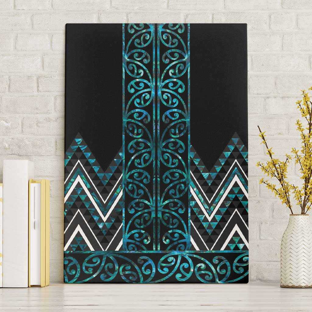 Paua Shell Aotearoa Mangopare Kowhaiwhai and Niho Taniwha Canvas Wall Art Maori New Zealand LT14 Without Frame Turquoise - Polynesian Pride