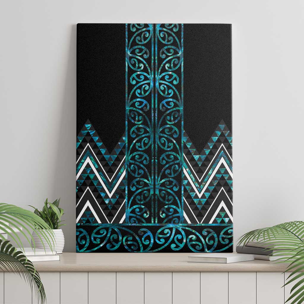 Paua Shell Aotearoa Mangopare Kowhaiwhai and Niho Taniwha Canvas Wall Art Maori New Zealand LT14 - Polynesian Pride