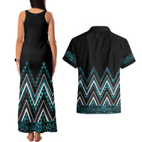 Paua Shell Aotearoa Mangopare Kowhaiwhai and Niho Taniwha Couples Matching Tank Maxi Dress and Hawaiian Shirt Maori New Zealand LT14 - Polynesian Pride