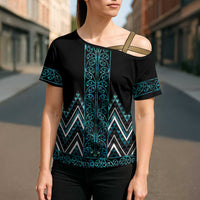 Paua Shell Aotearoa Mangopare Kowhaiwhai Niho Taniwha Cross Shoulder Shirt Maori New Zealand LT14 - Polynesian Pride