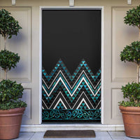 Paua Shell Aotearoa Mangopare Kowhaiwhai Niho Taniwha Door Cover Maori New Zealand LT14 Turquoise - Polynesian Pride