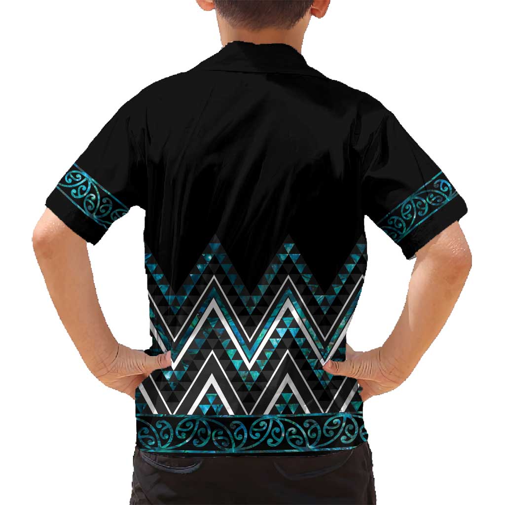 Paua Shell Aotearoa Mangopare Kowhaiwhai and Niho Taniwha Family Matching Off Shoulder Maxi Dress and Hawaiian Shirt Maori New Zealand LT14 - Polynesian Pride