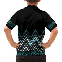 Paua Shell Aotearoa Mangopare Kowhaiwhai and Niho Taniwha Family Matching Off Shoulder Maxi Dress and Hawaiian Shirt Maori New Zealand LT14 - Polynesian Pride