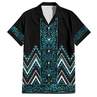 Paua Shell Aotearoa Mangopare Kowhaiwhai and Niho Taniwha Family Matching Short Sleeve Bodycon Dress and Hawaiian Shirt Maori New Zealand LT14 Dad's Shirt - Short Sleeve Turquoise - Polynesian Pride