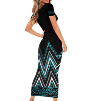 Paua Shell Aotearoa Mangopare Kowhaiwhai and Niho Taniwha Family Matching Short Sleeve Bodycon Dress and Hawaiian Shirt Maori New Zealand LT14 - Polynesian Pride