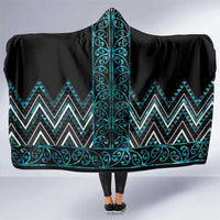 Paua Shell Aotearoa Mangopare Kowhaiwhai and Niho Taniwha Hooded Blanket Maori New Zealand LT14 One Size Turquoise - Polynesian Pride