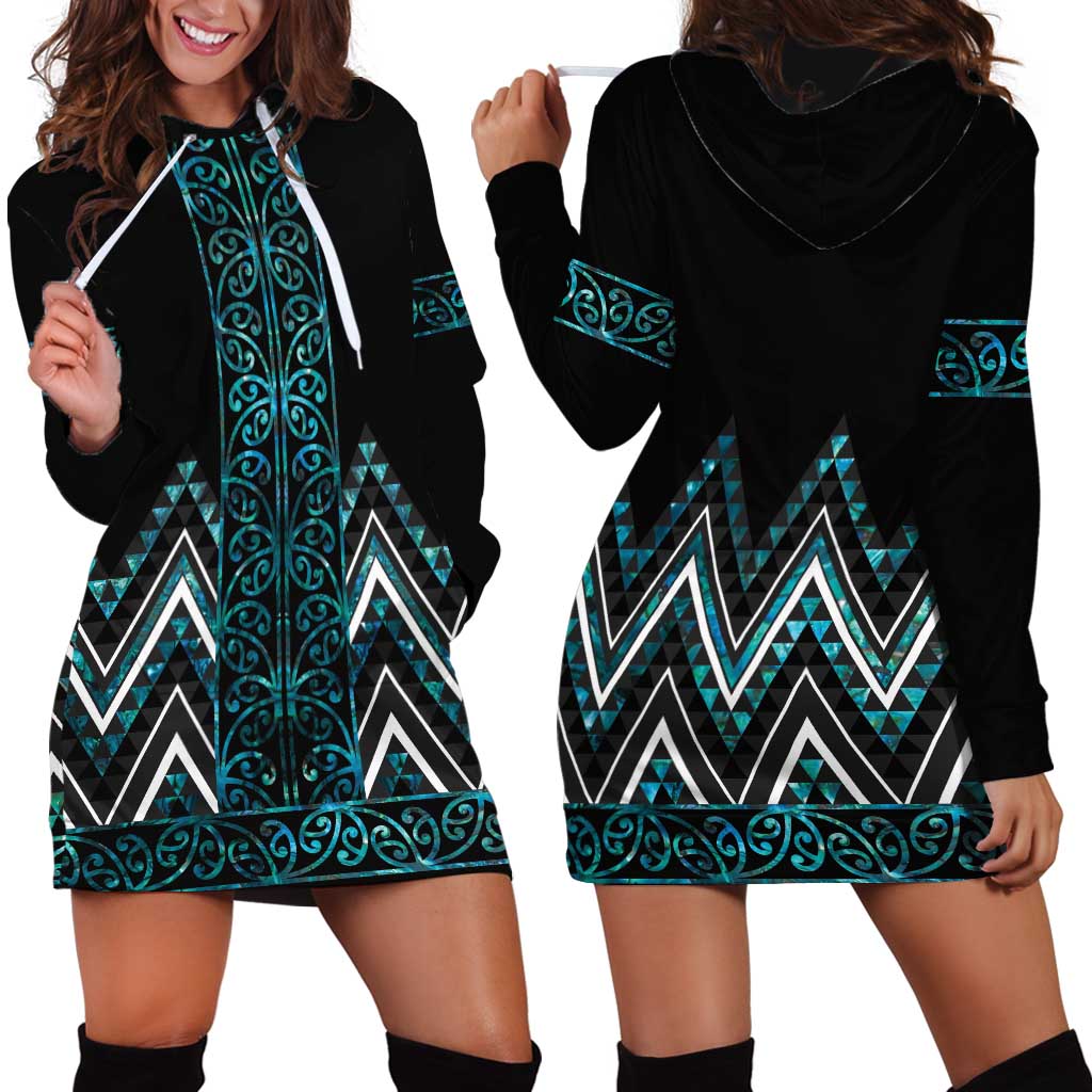 Paua Shell Aotearoa Mangopare Kowhaiwhai and Niho Taniwha Hoodie Dress Maori New Zealand LT14 - Polynesian Pride