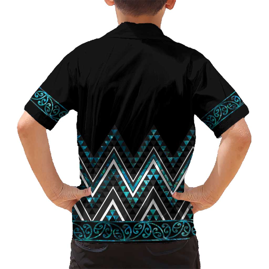 Paua Shell Aotearoa Mangopare Kowhaiwhai and Niho Taniwha Kid Hawaiian Shirt Maori New Zealand LT14 - Polynesian Pride