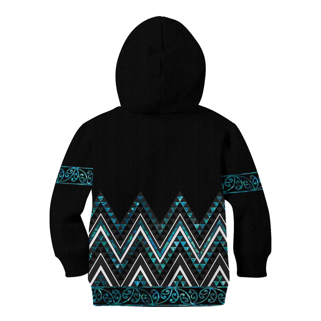 Paua Shell Aotearoa Mangopare Kowhaiwhai and Niho Taniwha Kid Hoodie Maori New Zealand LT14 - Polynesian Pride