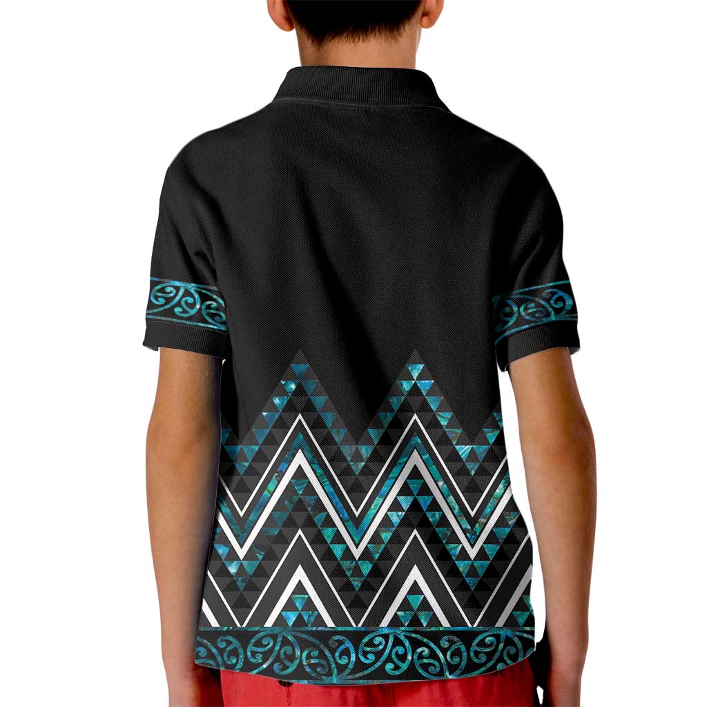 Paua Shell Aotearoa Mangopare Kowhaiwhai and Niho Taniwha Kid Polo Shirt Maori New Zealand LT14 - Polynesian Pride