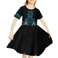 Paua Shell Aotearoa Mangopare Kowhaiwhai and Niho Taniwha Kid Short Sleeve Dress Maori New Zealand LT14 - Polynesian Pride