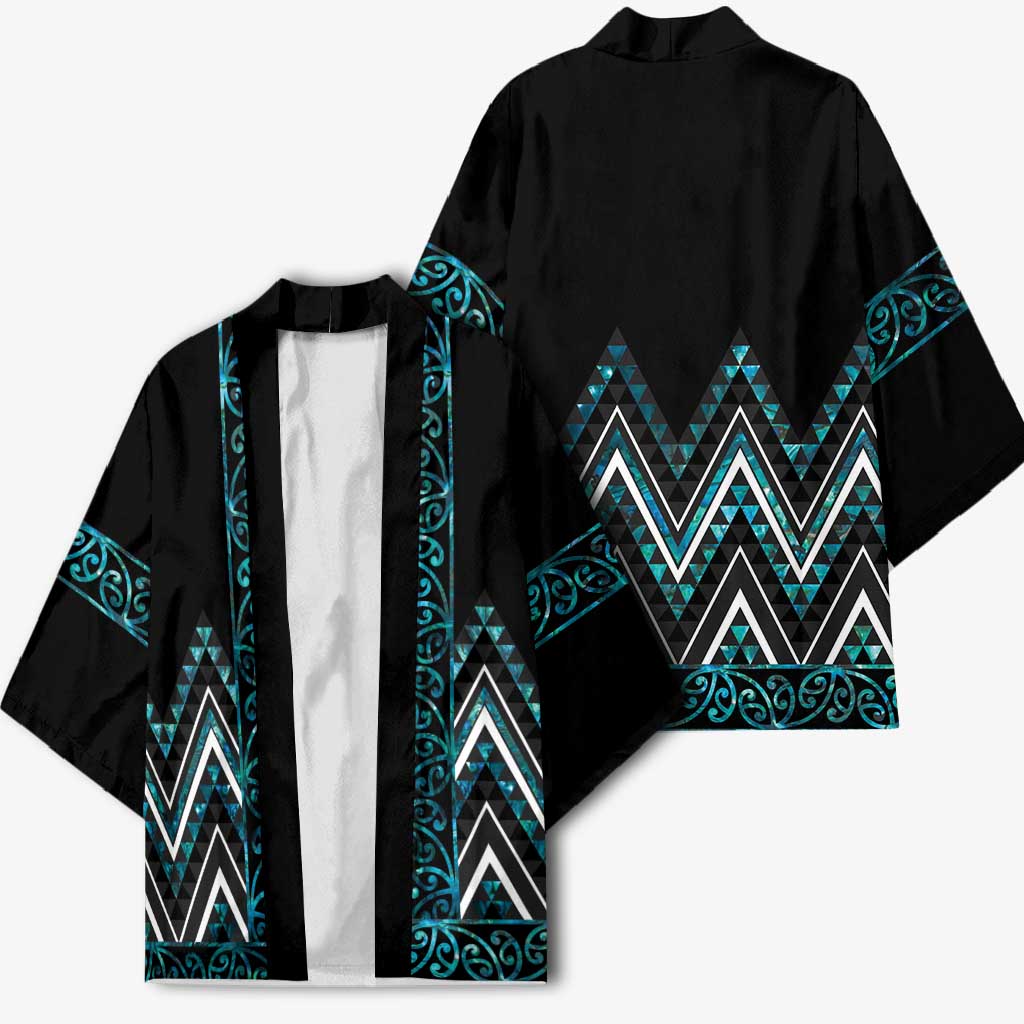 Paua Shell Aotearoa Mangopare Kowhaiwhai Niho Taniwha Kimono Maori New Zealand LT14 - Polynesian Pride