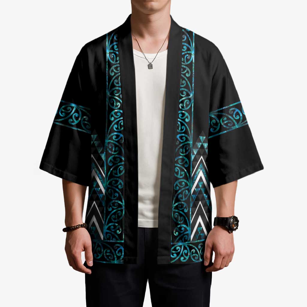 Paua Shell Aotearoa Mangopare Kowhaiwhai Niho Taniwha Kimono Maori New Zealand LT14 - Polynesian Pride