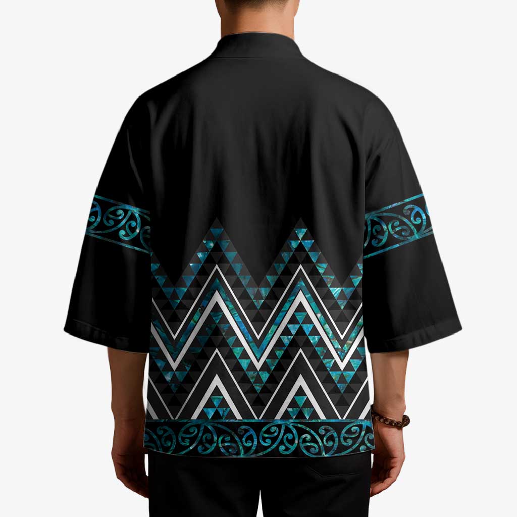 Paua Shell Aotearoa Mangopare Kowhaiwhai Niho Taniwha Kimono Maori New Zealand LT14 - Polynesian Pride