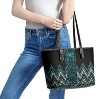 Paua Shell Aotearoa Mangopare Kowhaiwhai and Niho Taniwha Leather Tote Bag Maori New Zealand LT14 - Polynesian Pride