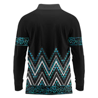 Paua Shell Aotearoa Mangopare Kowhaiwhai and Niho Taniwha Long Sleeve Polo Shirt Maori New Zealand LT14 - Polynesian Pride