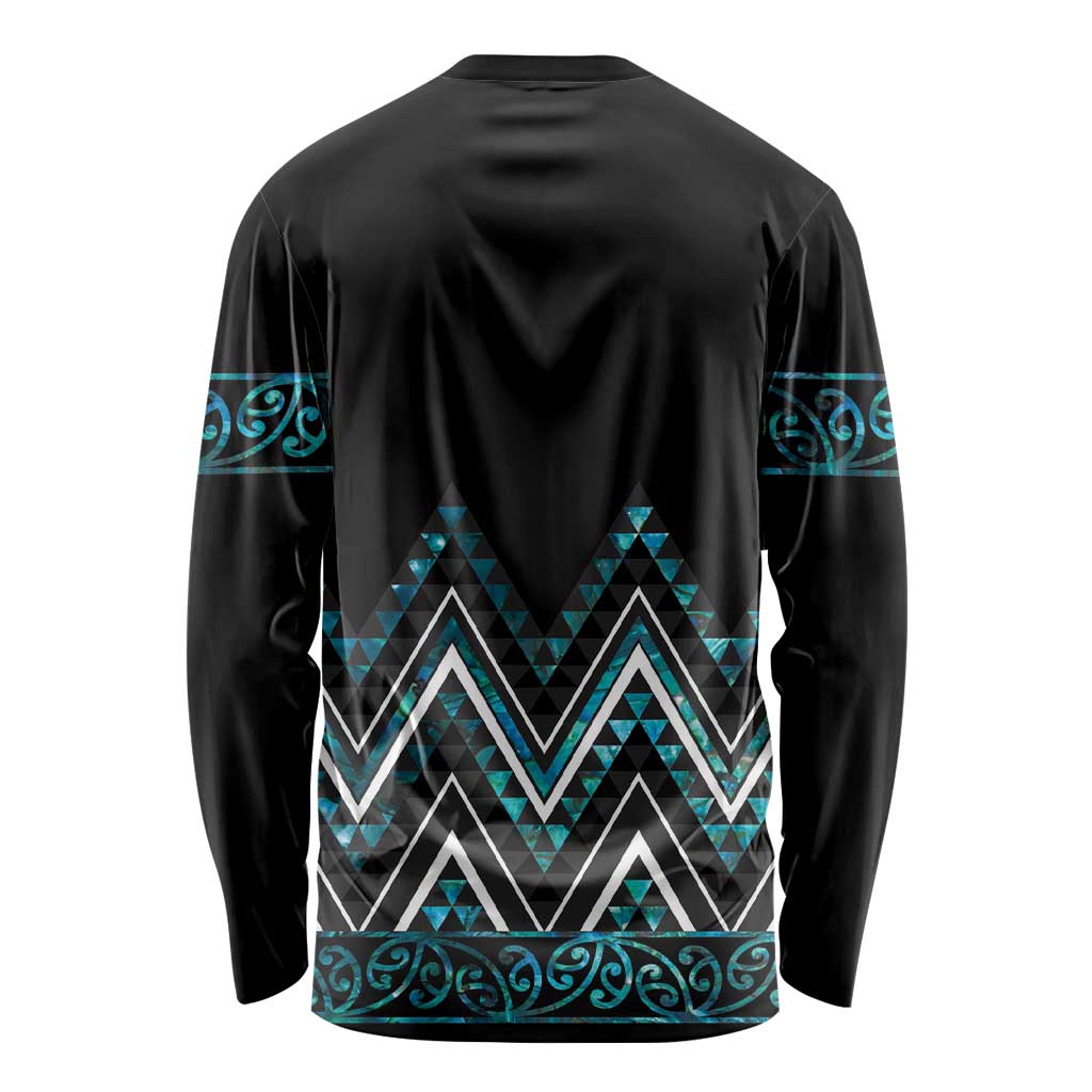 Paua Shell Aotearoa Mangopare Kowhaiwhai and Niho Taniwha Long Sleeve Shirt Maori New Zealand LT14 - Polynesian Pride