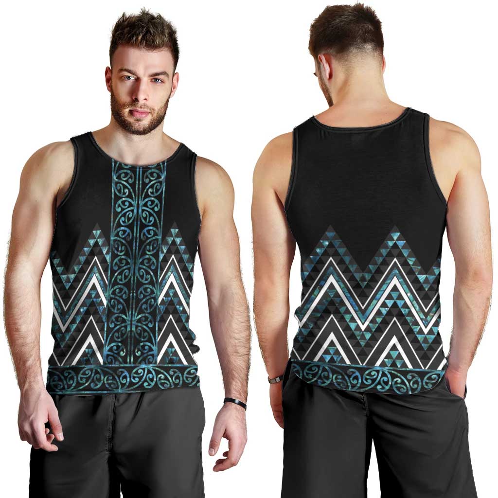 Paua Shell Aotearoa Mangopare Kowhaiwhai and Niho Taniwha Men Tank Top Maori New Zealand LT14 - Polynesian Pride