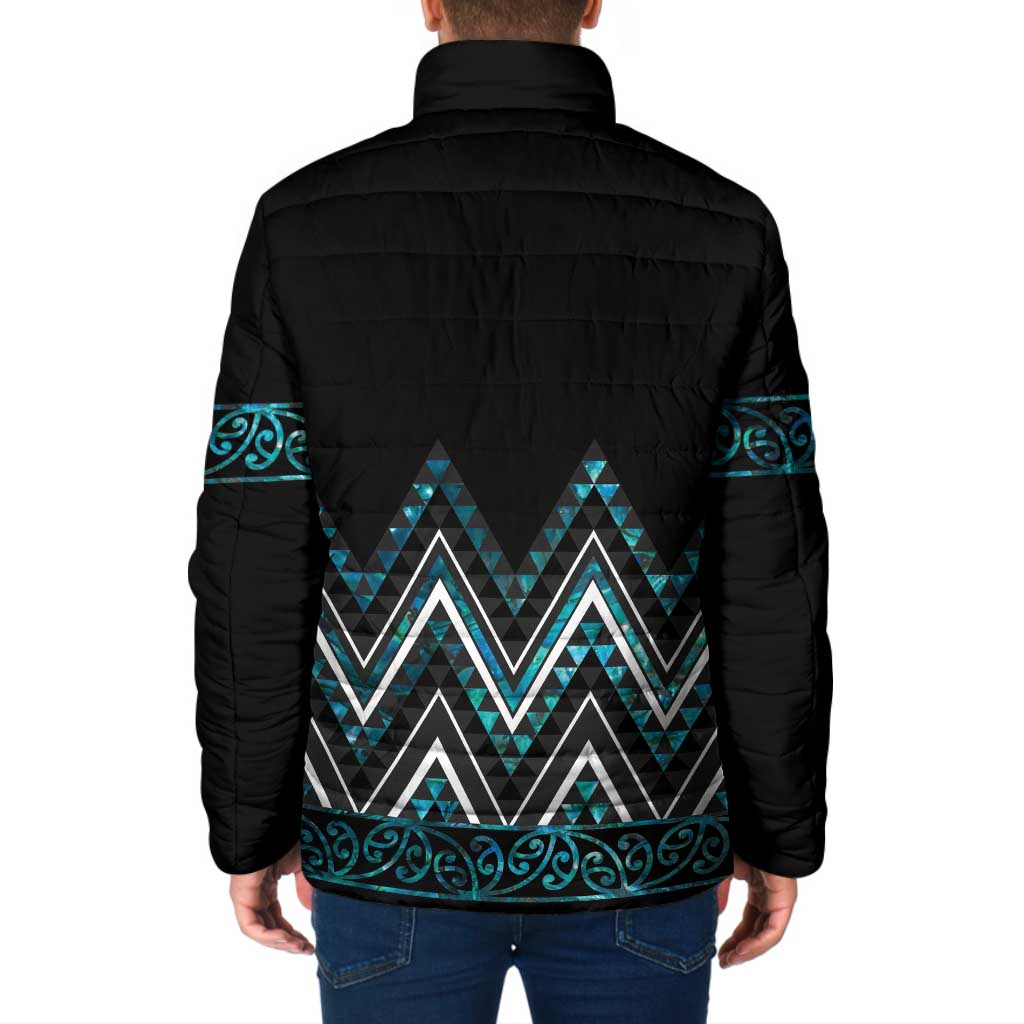 Paua Shell Aotearoa Mangopare Kowhaiwhai Niho Taniwha Padded Jacket Maori New Zealand LT14 - Polynesian Pride