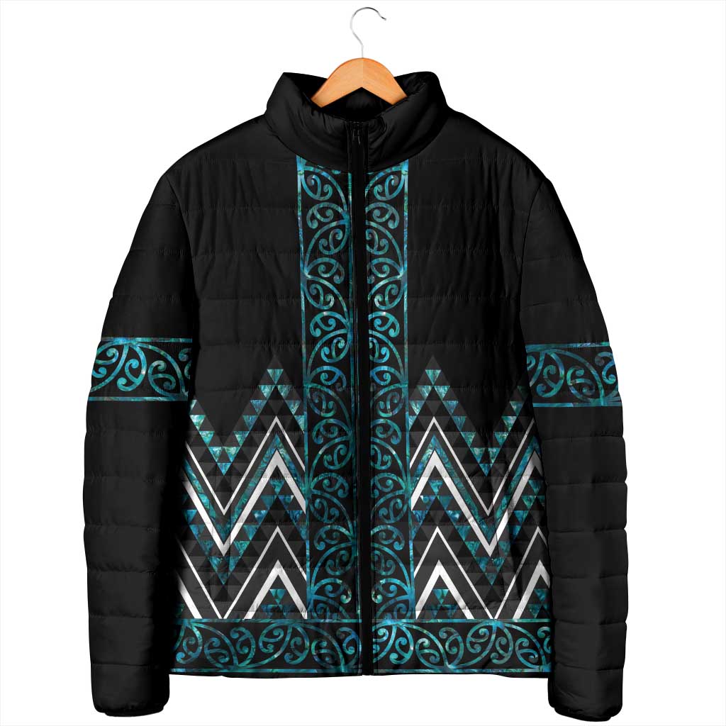 Paua Shell Aotearoa Mangopare Kowhaiwhai Niho Taniwha Padded Jacket Maori New Zealand LT14 - Polynesian Pride