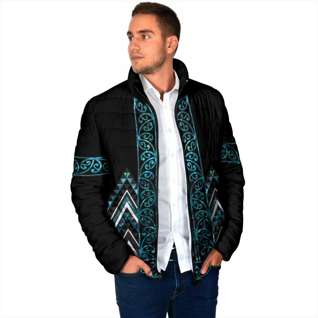 Paua Shell Aotearoa Mangopare Kowhaiwhai Niho Taniwha Padded Jacket Maori New Zealand LT14 - Polynesian Pride