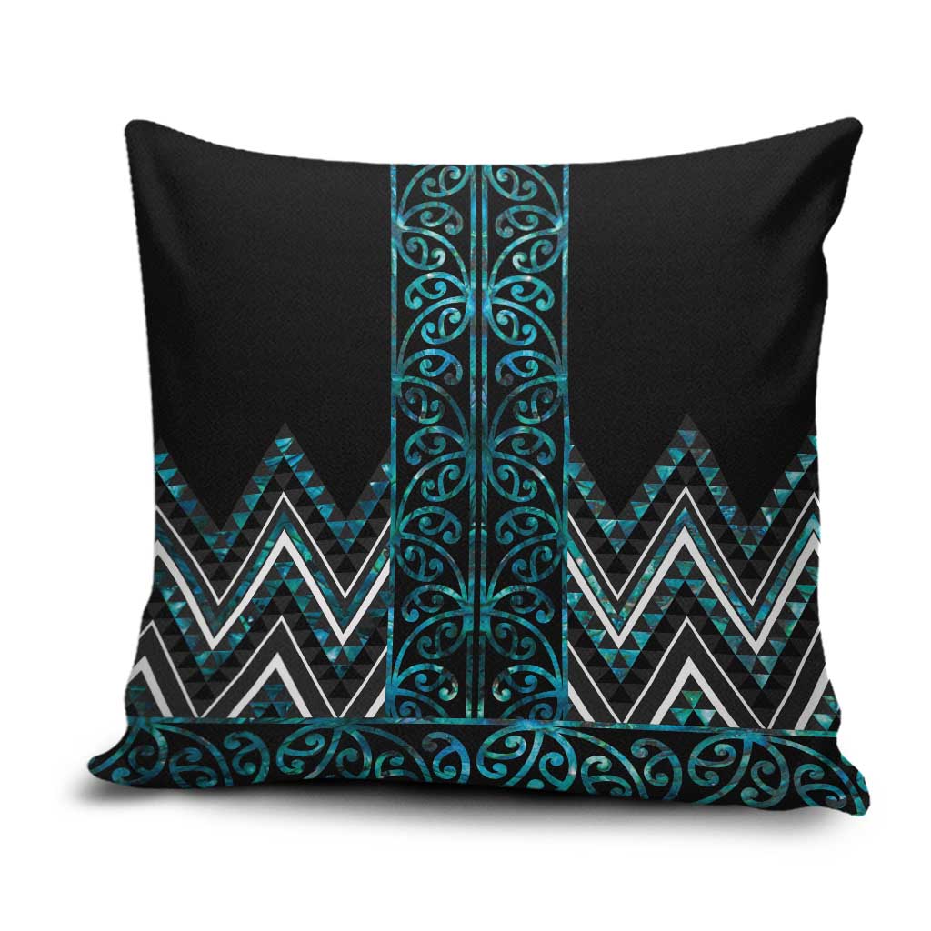 Paua Shell Aotearoa Mangopare Kowhaiwhai Niho Taniwha Pillow Cover Maori New Zealand LT14 Turquoise - Polynesian Pride