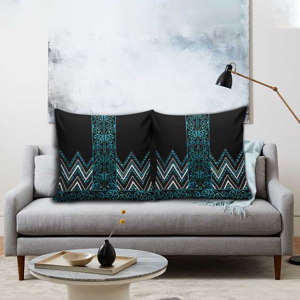 Paua Shell Aotearoa Mangopare Kowhaiwhai Niho Taniwha Pillow Cover Maori New Zealand LT14 - Polynesian Pride