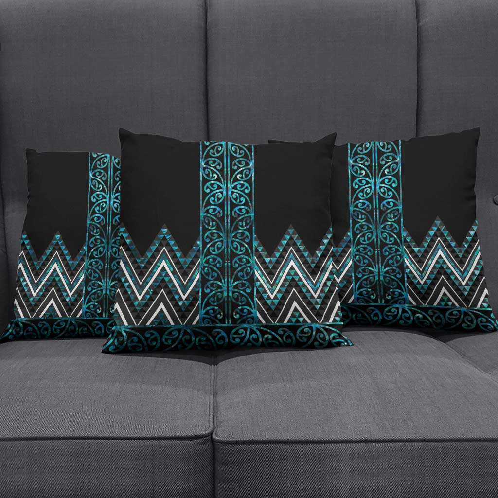 Paua Shell Aotearoa Mangopare Kowhaiwhai Niho Taniwha Pillow Cover Maori New Zealand LT14 - Polynesian Pride