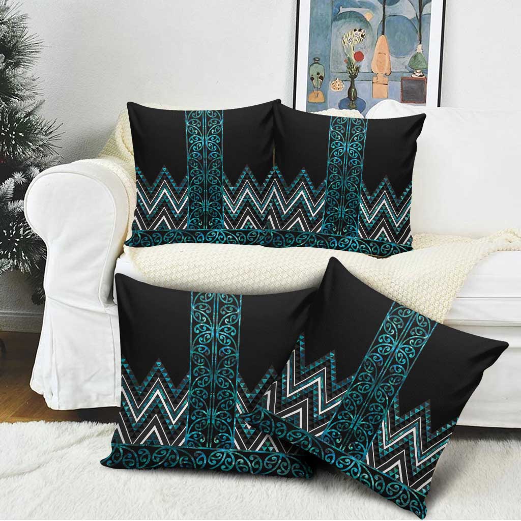 Paua Shell Aotearoa Mangopare Kowhaiwhai Niho Taniwha Pillow Cover Maori New Zealand LT14 - Polynesian Pride