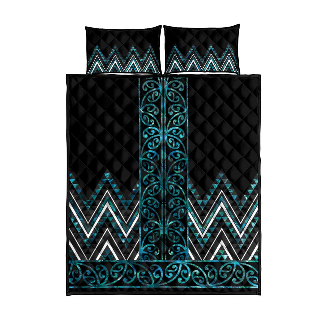 Paua Shell Aotearoa Mangopare Kowhaiwhai and Niho Taniwha Quilt Bed Set Maori New Zealand LT14 - Polynesian Pride