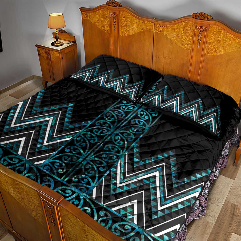 Paua Shell Aotearoa Mangopare Kowhaiwhai and Niho Taniwha Quilt Bed Set Maori New Zealand LT14 - Polynesian Pride