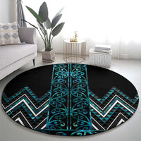 Paua Shell Aotearoa Mangopare Kowhaiwhai and Niho Taniwha Round Carpet Maori New Zealand LT14 - Polynesian Pride