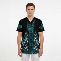 Paua Shell Aotearoa Mangopare Kowhaiwhai and Niho Taniwha Scrub Top Maori New Zealand LT14 - Polynesian Pride