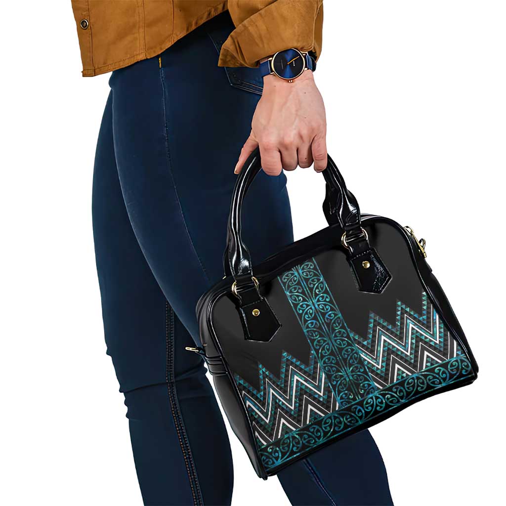 Paua Shell Aotearoa Mangopare Kowhaiwhai and Niho Taniwha Shoulder Handbag Maori New Zealand LT14 - Polynesian Pride