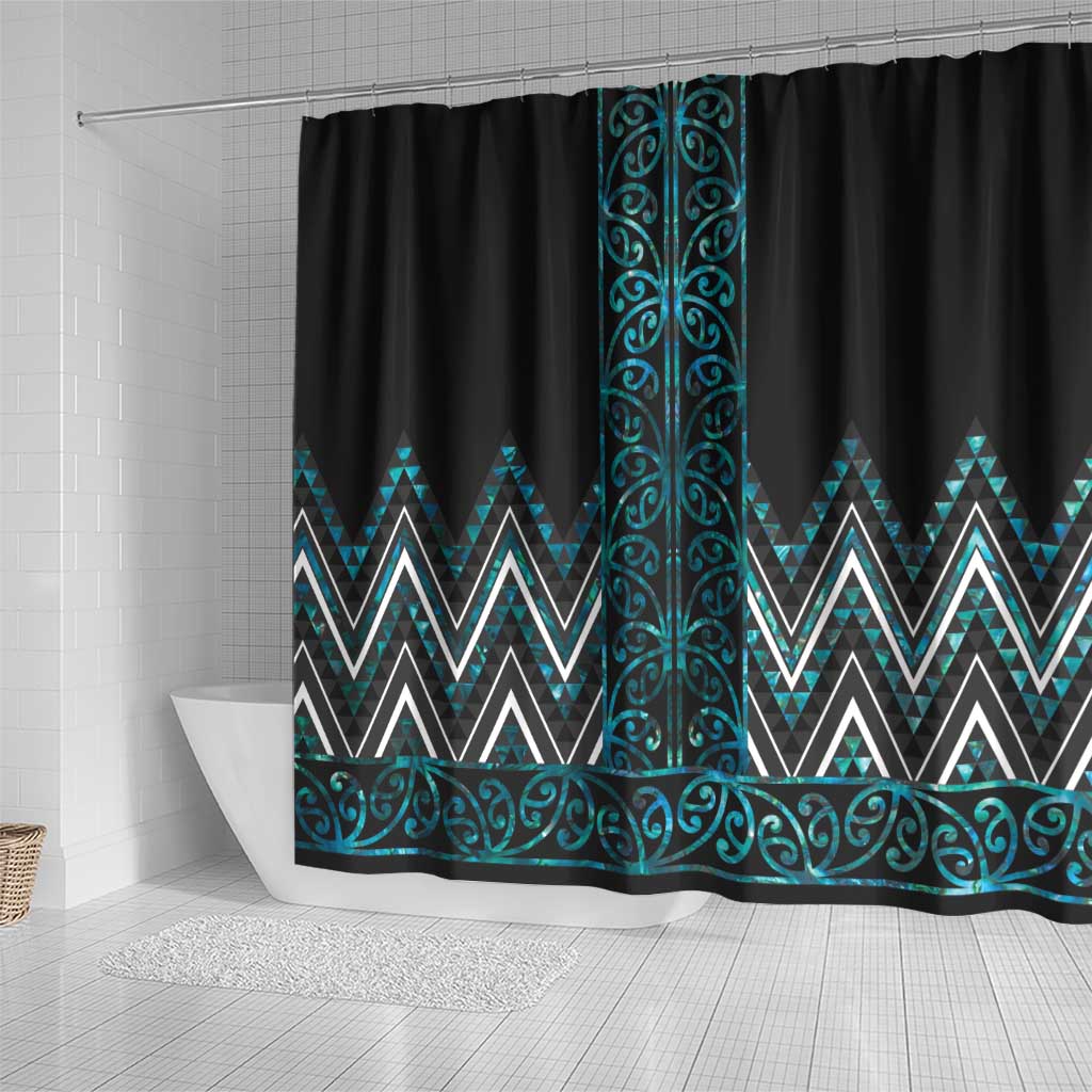 Paua Shell Aotearoa Mangopare Kowhaiwhai and Niho Taniwha Shower Curtain Maori New Zealand LT14 - Polynesian Pride