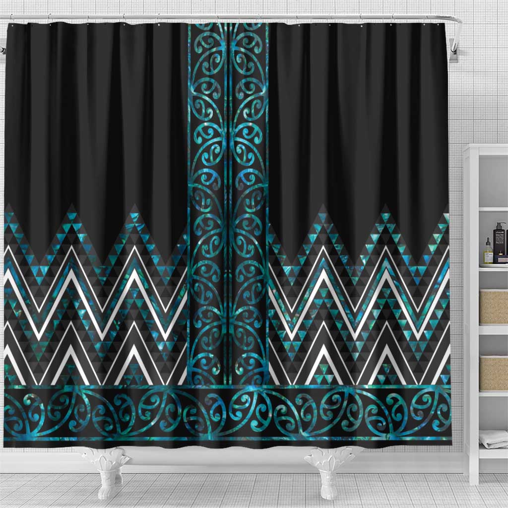 Paua Shell Aotearoa Mangopare Kowhaiwhai and Niho Taniwha Shower Curtain Maori New Zealand LT14 - Polynesian Pride