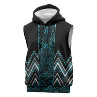 Paua Shell Aotearoa Mangopare Kowhaiwhai Niho Taniwha Sleeveless Hoodie Maori New Zealand LT14 Turquoise - Polynesian Pride