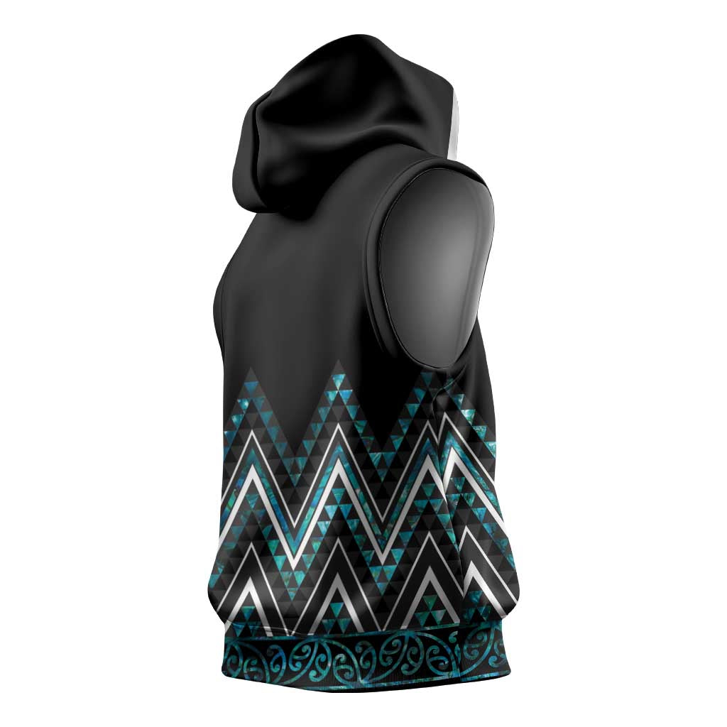 Paua Shell Aotearoa Mangopare Kowhaiwhai Niho Taniwha Sleeveless Hoodie Maori New Zealand LT14 - Polynesian Pride