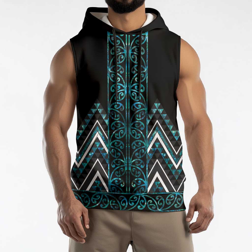 Paua Shell Aotearoa Mangopare Kowhaiwhai Niho Taniwha Sleeveless Hoodie Maori New Zealand LT14 - Polynesian Pride