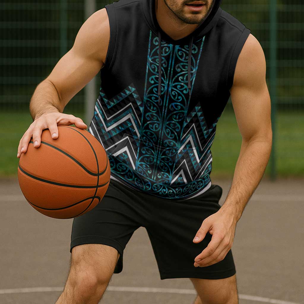Paua Shell Aotearoa Mangopare Kowhaiwhai Niho Taniwha Sleeveless Hoodie Maori New Zealand LT14 - Polynesian Pride
