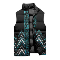 Paua Shell Aotearoa Mangopare Kowhaiwhai Niho Taniwha Sleeveless Puffer Jacket Maori New Zealand LT14 - Polynesian Pride