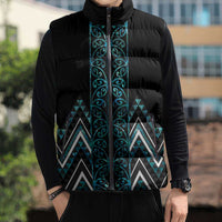 Paua Shell Aotearoa Mangopare Kowhaiwhai Niho Taniwha Sleeveless Puffer Jacket Maori New Zealand LT14 - Polynesian Pride