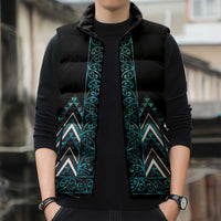 Paua Shell Aotearoa Mangopare Kowhaiwhai Niho Taniwha Sleeveless Puffer Jacket Maori New Zealand LT14 - Polynesian Pride